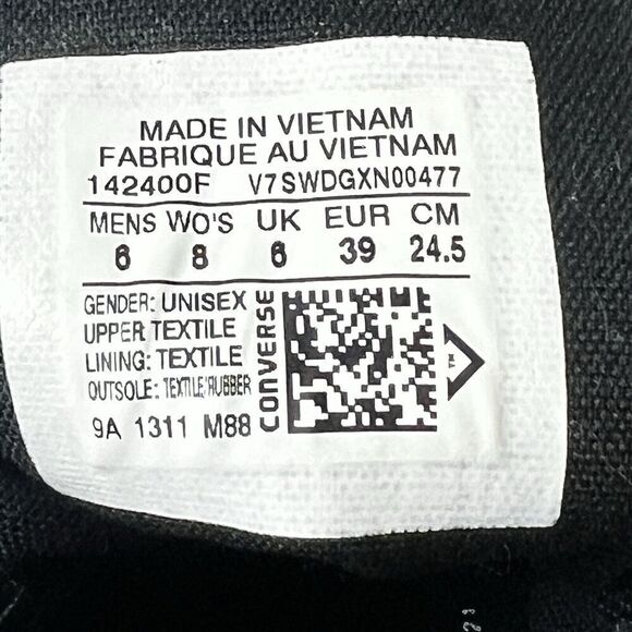 Converse All Star Hi Top Black Canvas Womens 8 Lace Up Skate Shoe Mens 6 Sneaker - Picture 10 of 10